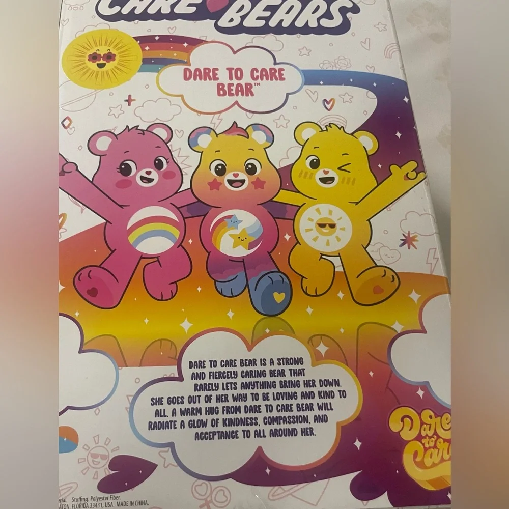 Care Bears Dare To Care Bear Plush 14” Multicolor Stuffed Animal NWT